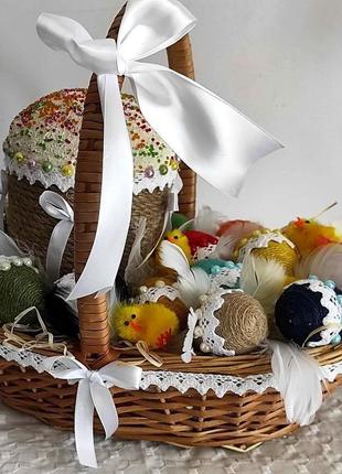 Пасхальная корзина с декором. пасхальный подарок и сувенир