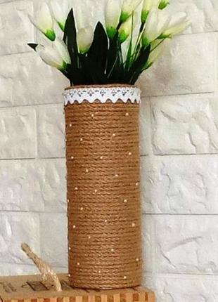 Ваза для подарунка ручної роботи в стилі рустик. декоративна ваза3 фото