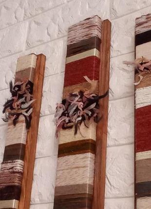 Декор на стену из 3 предметов в коричневом цвете8 фото