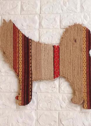 Собачка - декор на стену из джута для детской или груминг салона в национальном стиле2 фото
