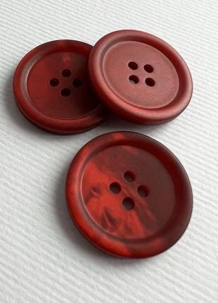 Ґудзик 7/627 костюмний бортик 4отв червоний 25мм мушля