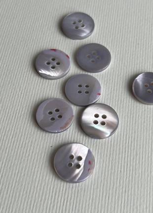 Ґудзик гладкий круглий перламутр 4 отв блакитний 15мм ракуш