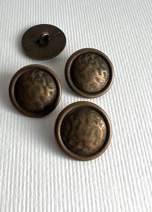 Пуговица костюмная медная с бортиком темная на ножке золото 20мм металл