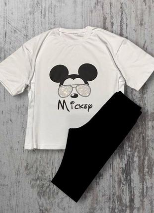 Летний костюм mickey (футболка+велосипедки)