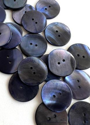 Пуговица 7/653 гладкая плоская перламутровая 2отв 24мм синяя ракуш