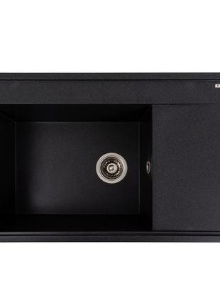 Гранітна мийка для кухні platinum 7950 azurit матовий карбон