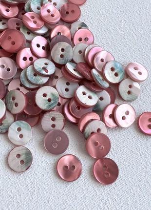 Ґудзик сорочковий тоненький 2отв рожевий 10мм мушля