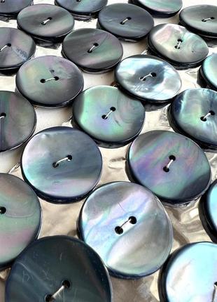 Ґудзик 7/65 гладкий райдужний перламутр 2отв 24мм блакитний ракуш