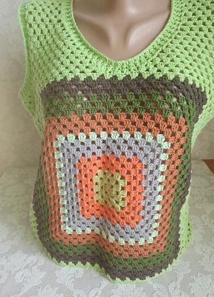 Вязаний топ крючком розмір 44-46, м