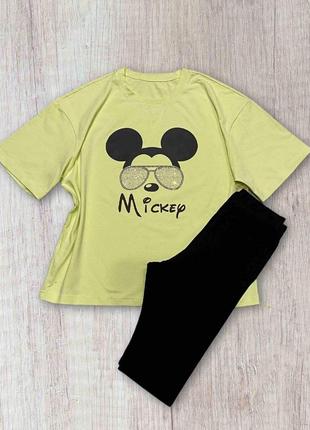 Летний костюм mickey (футболка+велосипедки)