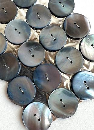 Пуговица 7/657 гладкая плоская перламутровая 2отв 24мм голубая ракуш