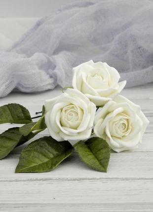Шпильки для волосся троянди айворі, шпильки з квітами нареченій1 фото