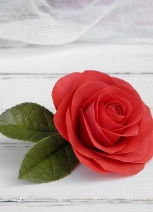 Шпилька червона троянда4 фото
