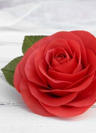 Шпилька червона троянда1 фото