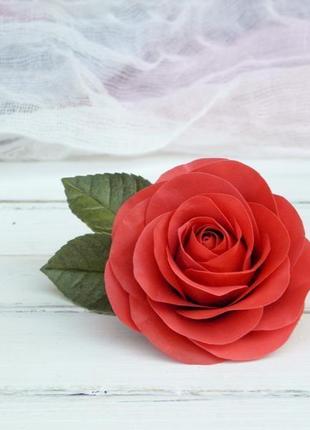 Шпилька червона троянда2 фото