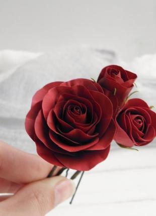 Шпильки троянди марсала5 фото