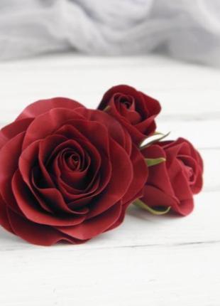 Шпильки троянди марсала6 фото