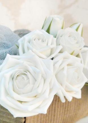 Набір шпильок з трояндами, весільні шпильки з квітами, білі квіти в зачіску нареченій4 фото
