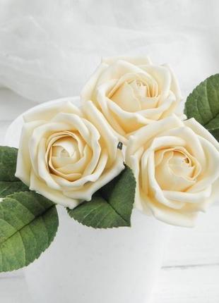 Шпильки с розами, свадебные шпильки для волос с цветами, подарок девушке1 фото