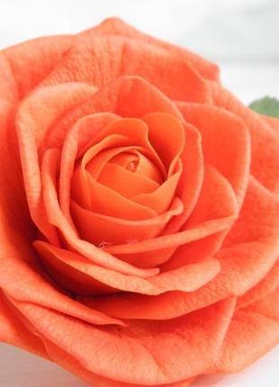Заколка для волос с розой и гипсофилой, свадебная оранжевая заколка с цветами, подарок девушке5 фото