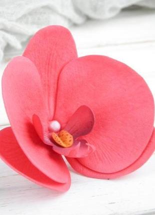 Заколка з малиновою орхідеєю, шпильки для волосся - орхідея5 фото
