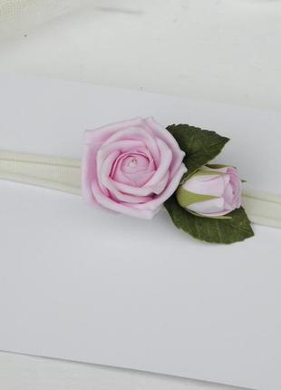 Повязка с цветами розами для малышки в подарок5 фото