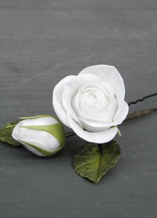 Шпилька з трояндами в зачіску, шпилька з трояндою в подарунок дівчині9 фото