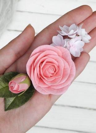 Гребінець для волосся з квітами, шпилька з особистого трояндою7 фото
