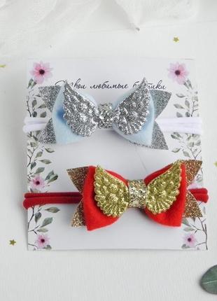 Повязка с крыльями для малышки / красивая повязочка для девочки / бантик с крыльями