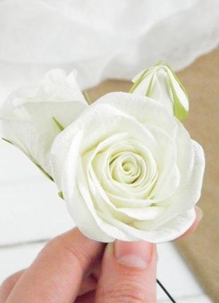 Шпильки с розами в прическу / свадебные шпильки айвори с цветами3 фото