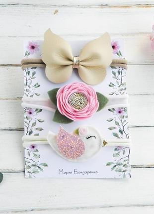 Подарочный набор повязок для девочки / красивые повязки для малышки / подарунок дівчинці
