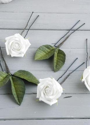 Шпильки с розами /  набор шпилек с цветами невесте / весільні прикраси для волосся3 фото