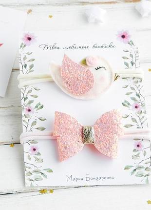 Повязки с птичкой и бабочкой для девочки / пов'язочки для дівчинки в подарунок