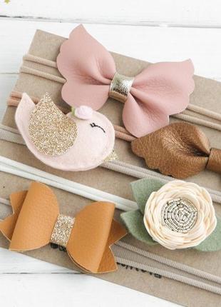 Подарочный набор повязок для девочки / осенняя повязка для малышки / подарунок дівчинці