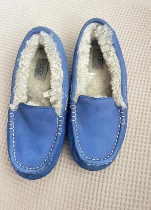 Мокасины угги голубые с мехом ugg moccasins ansley sky blue