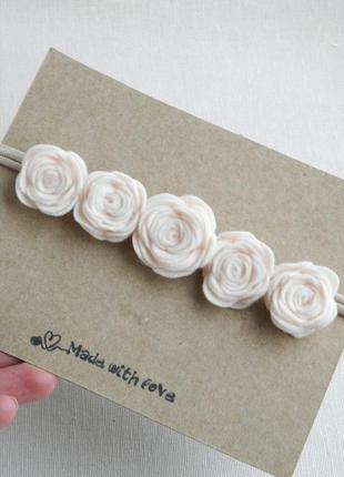 Повязка венок с молочными цветами для девочки на день рождения