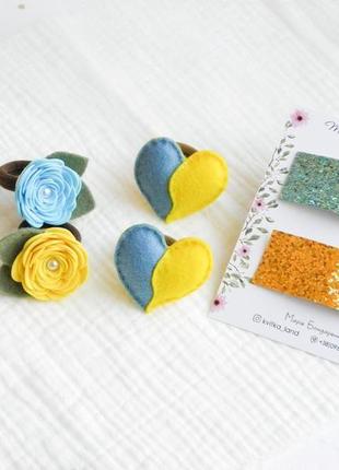 Желто - голубые резинки для девочки набор украшений для девочек патриотический