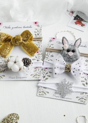Повязки для девочек повязка для девочки подарок зайчик бантики