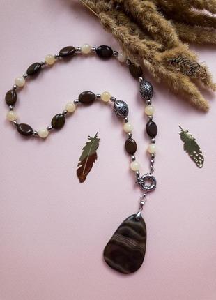 Ожерелье из натуральных камней «дыхание весны»1 фото