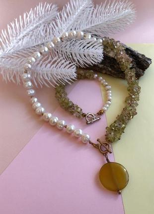 Комбинированное ожерелье и браслет1 фото