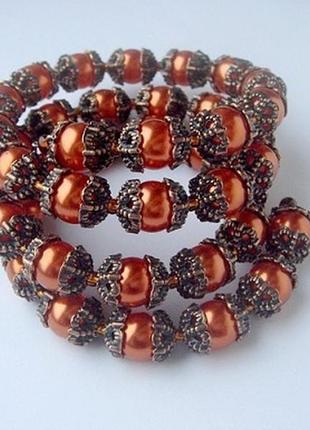 Браслет на пружині 3 витка "помаранчевий вінтаж"