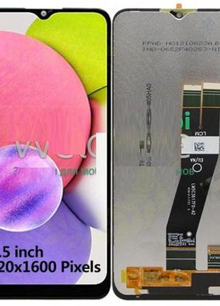 Дисплей samsung a037 galaxy a03s 2021 с сенсором черный оригинал (черный шлейф 162x72мм)