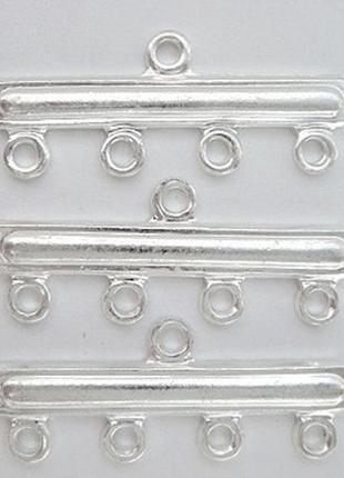 Конектори латунні на 4 ряди гладкі сріблясті-2шт1 фото
