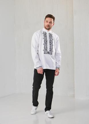 Мужская вышиванка "сокальская" белая