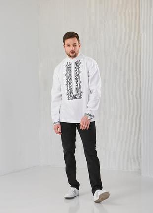 Мужская вышиванка "сокальская" белая