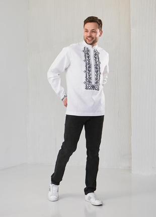 Мужская вышиванка "сокальская" белая