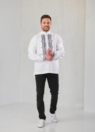 Мужская вышиванка "сокальская" белая