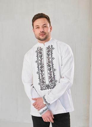 Мужская вышиванка "сокальская" белая