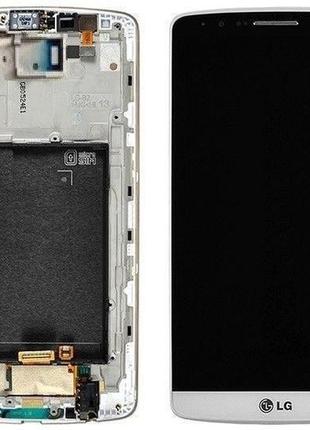 Дисплей для lg g3 d855, d858, d859 с сенсором и рамкой белый (оригинал)