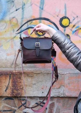 Жіноча шкіряна сумочка березня колір вишня5 фото